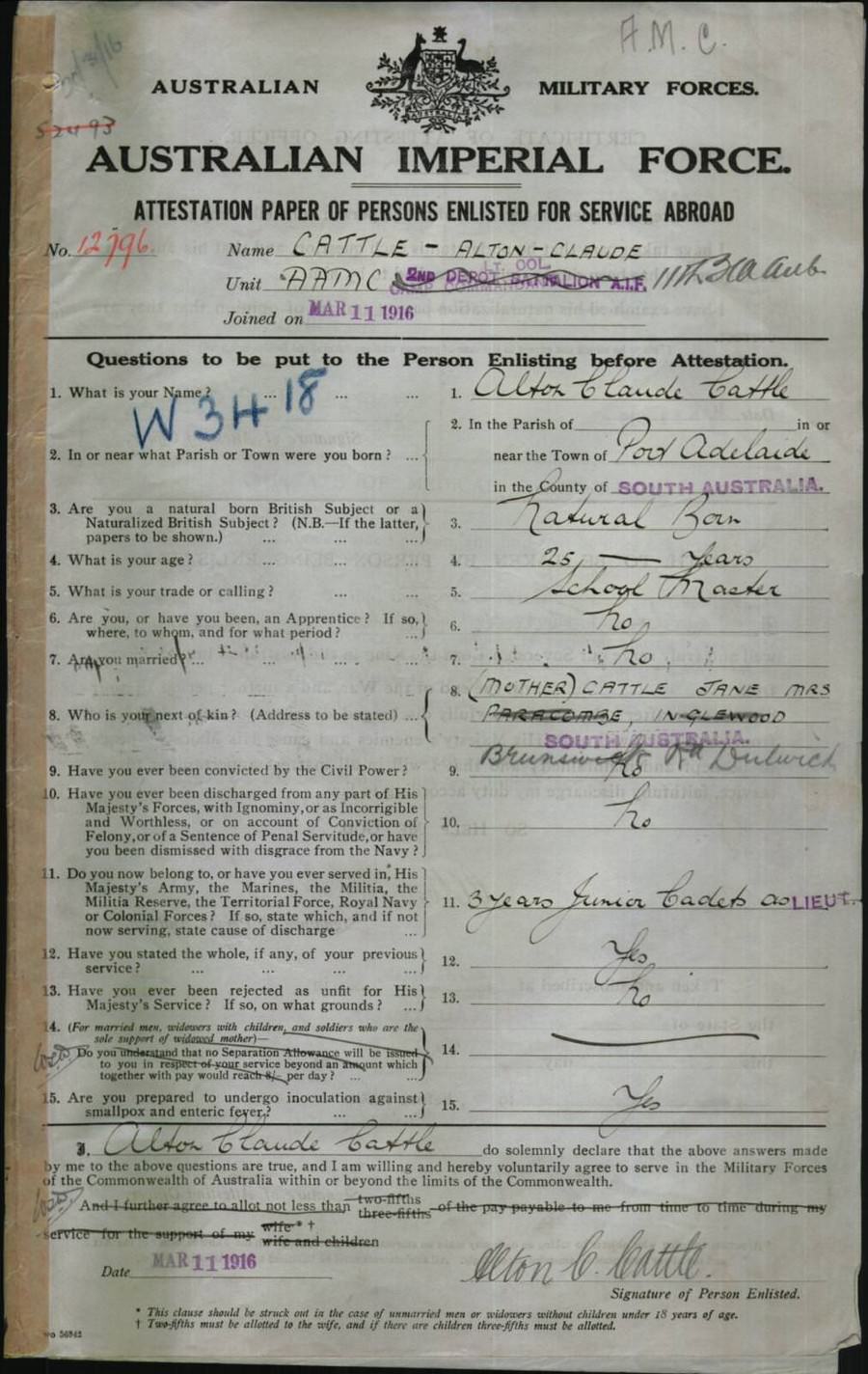 World War 1 Records