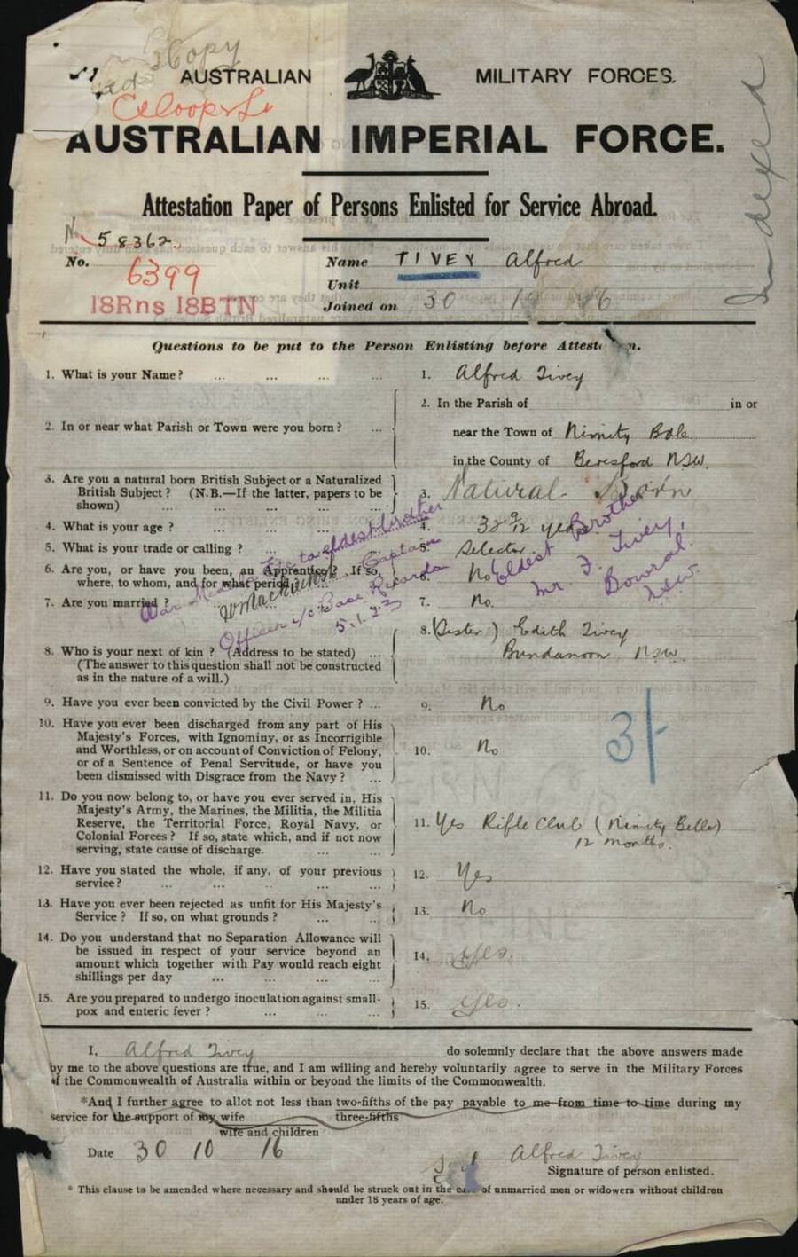 World War 1 Records