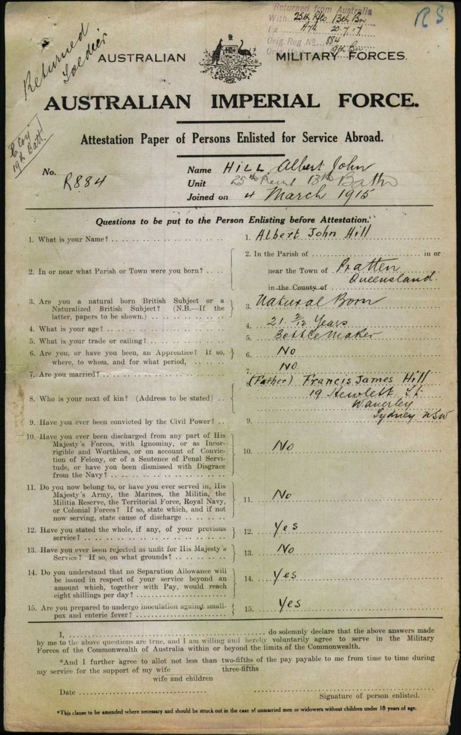 World War 1 Records