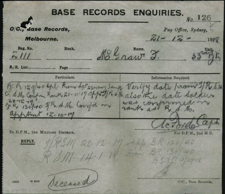 World War 1 Records