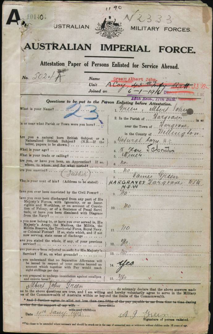 World War 1 Records