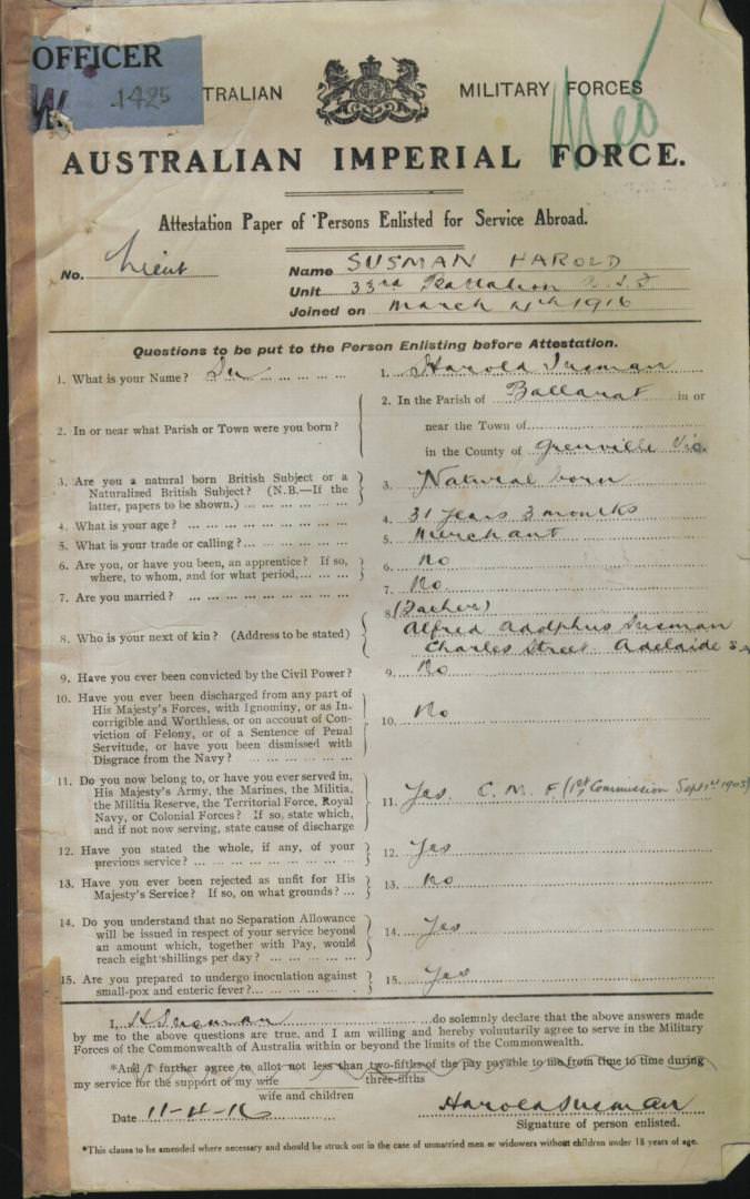 World War 1 Records