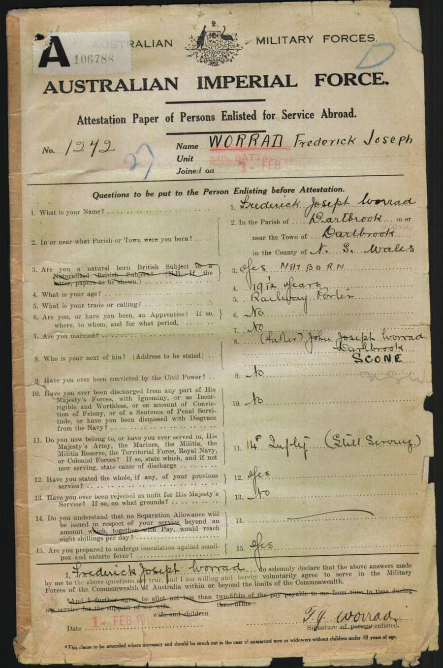 World War 1 Records