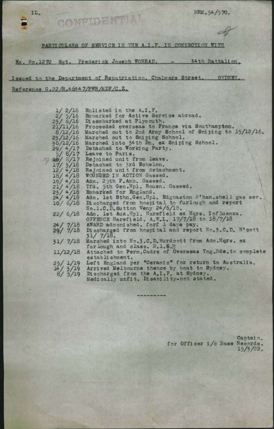 World War 1 Records