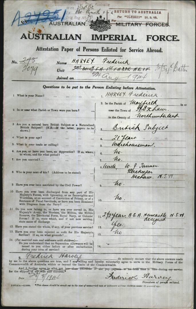 World War 1 Records