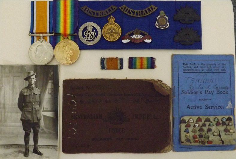 Medals and pay books to Hubert James Tennant