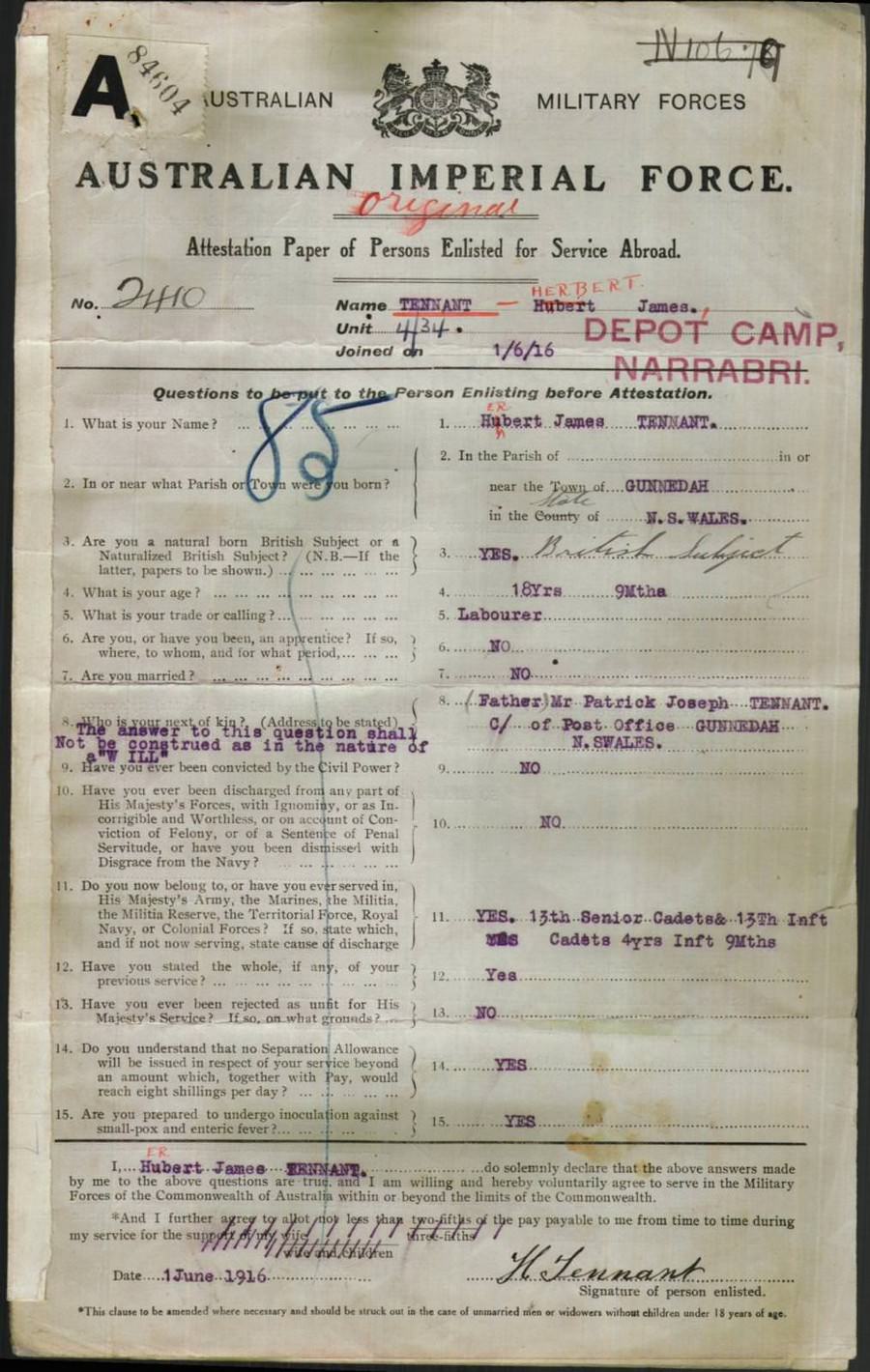 World War 1 Records