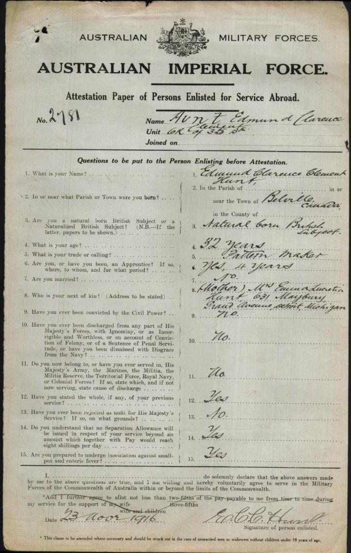 World War 1 Records