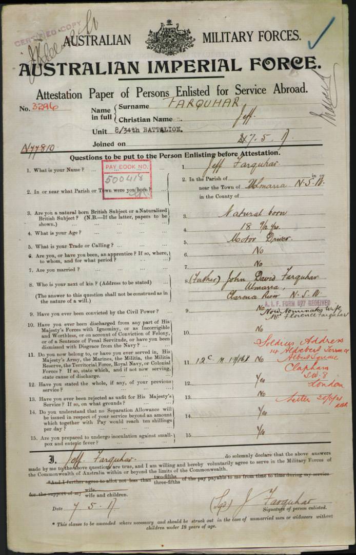 World War 1 Records