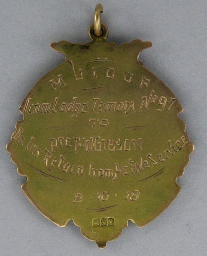 Gold fob Presented to Brother F W GIBSON