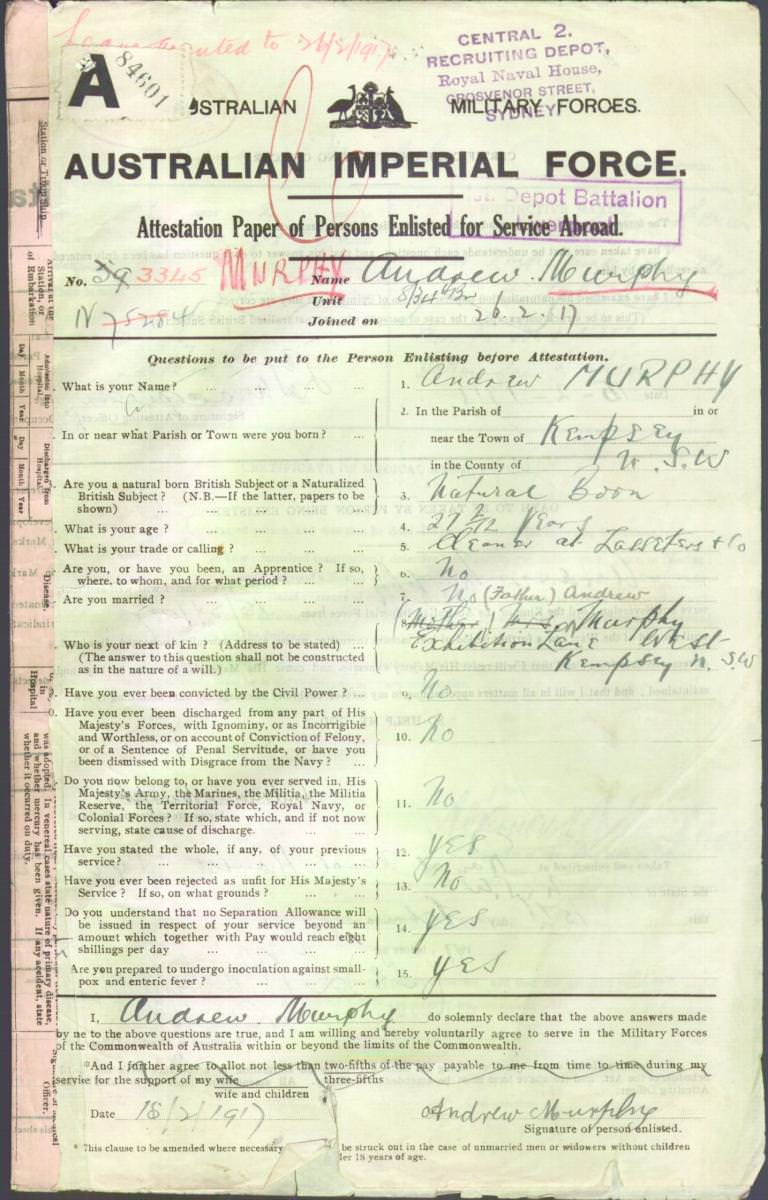 World War 1 Records