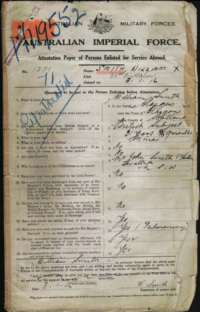 World War 1 Records