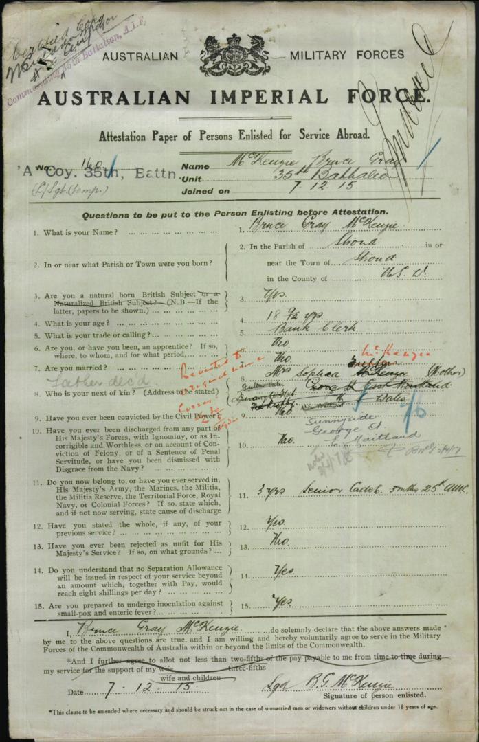 World War 1 Records