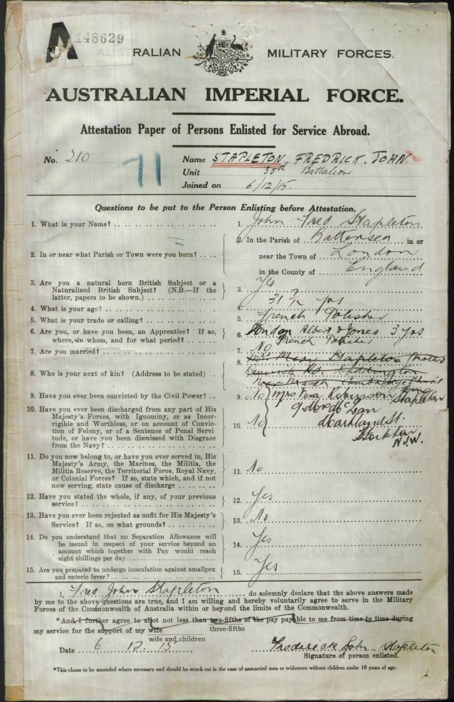 World War 1 Records