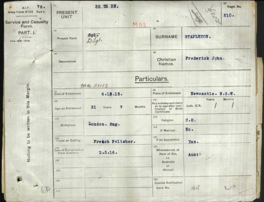 World War 1 Records