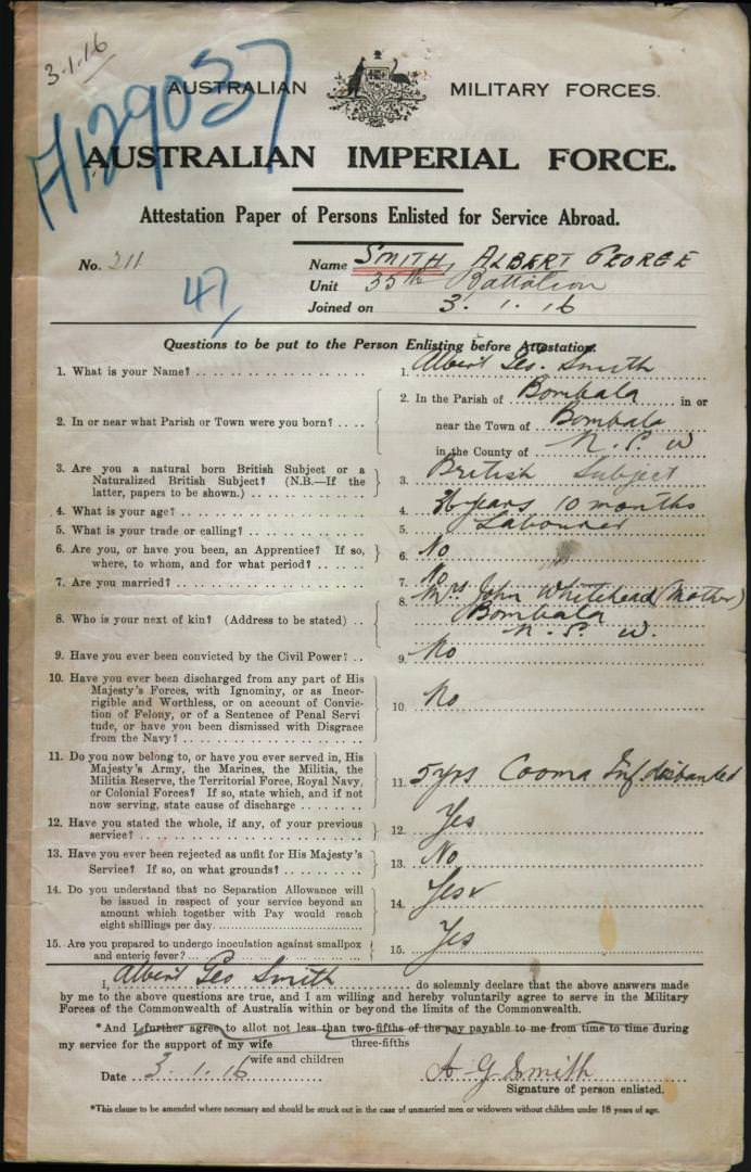 World War 1 Records