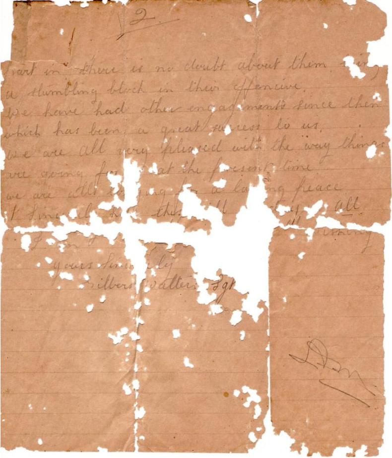 Letter from Sgt Walter Gilbert