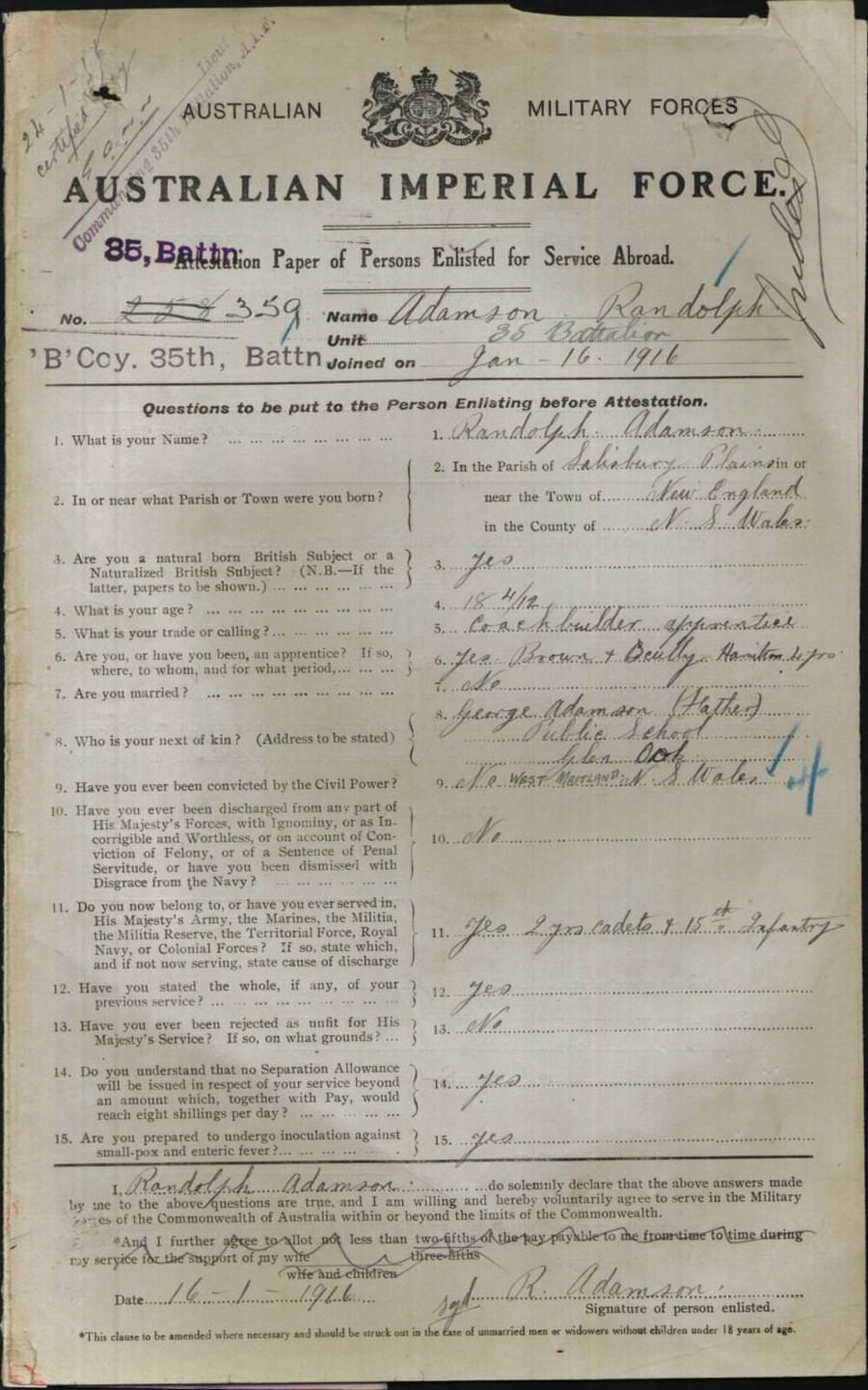 World War 1 Records