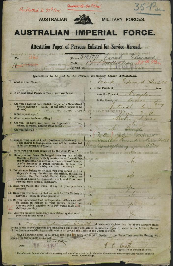 World War 1 Records