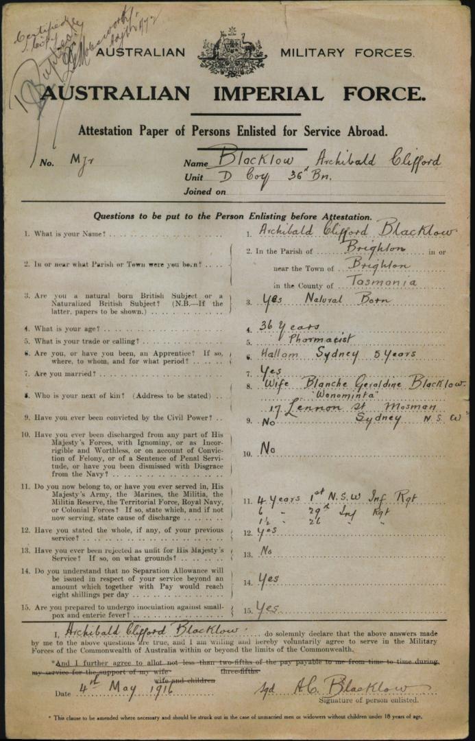 World War 1 Records