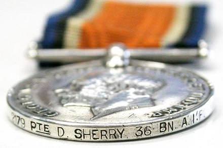 War Medal PTE 2179 D.SHERRY. 36BN A.I.F