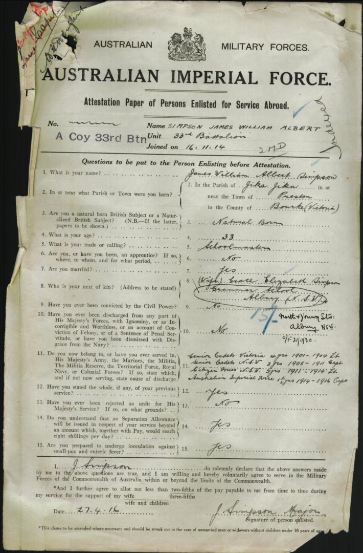 World War 1 Records