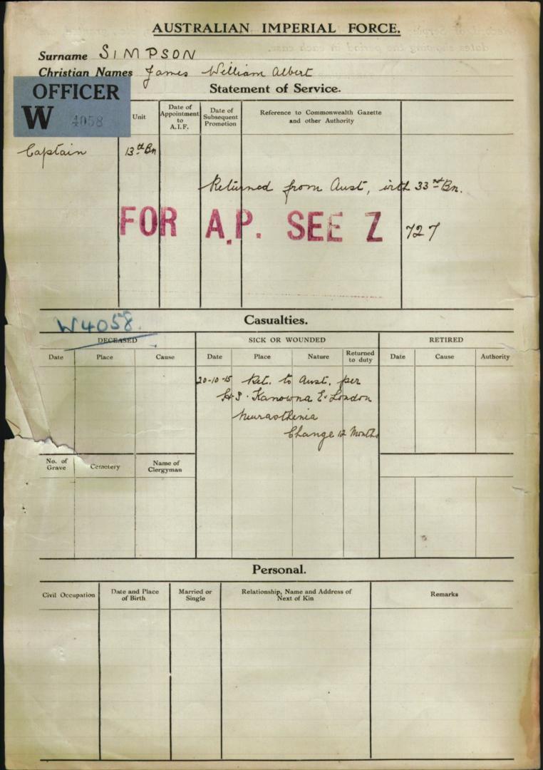 World War 1 Records