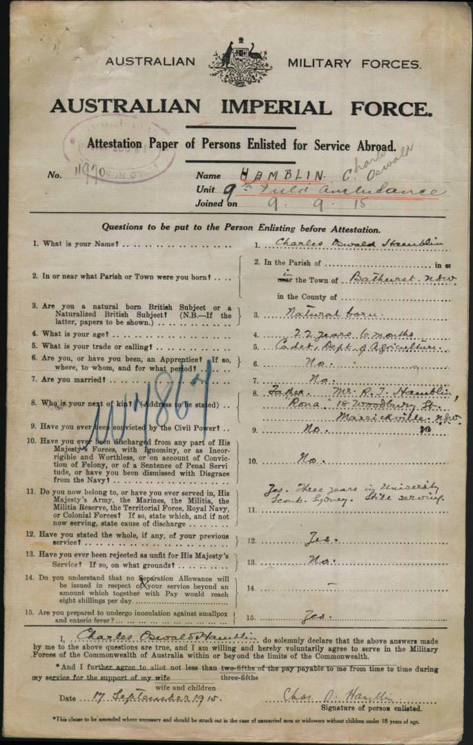 World War 1 Records