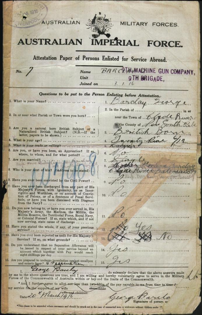 World War 1 Records